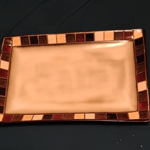 Elegant Mosaic Rectangular Tray - Cream and Brown - Picture 1 of 3